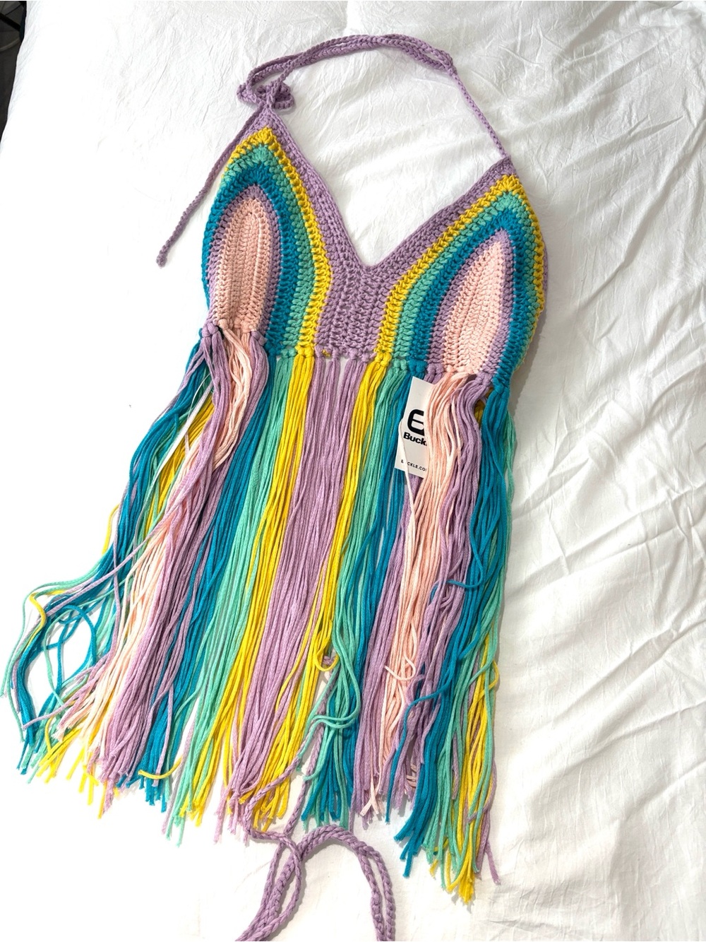 NWT Buckle Crochet Halter Top in Lavender, Teal, Yellow, Pink size M/L